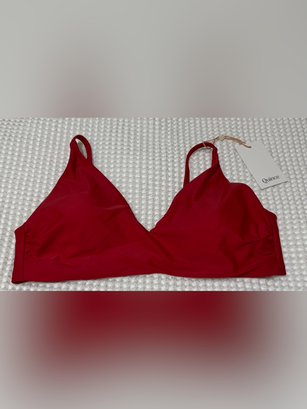 NWT - Quince Cherry Red Italian V-Neck Bikini Top